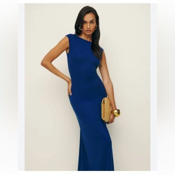 Reformation Sabine Knit Dress Royal Large NWT $218 - Picture 5 of 8